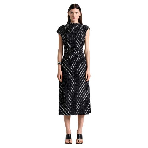 Cue Stretch Viscose Spot Draped Midi Dress